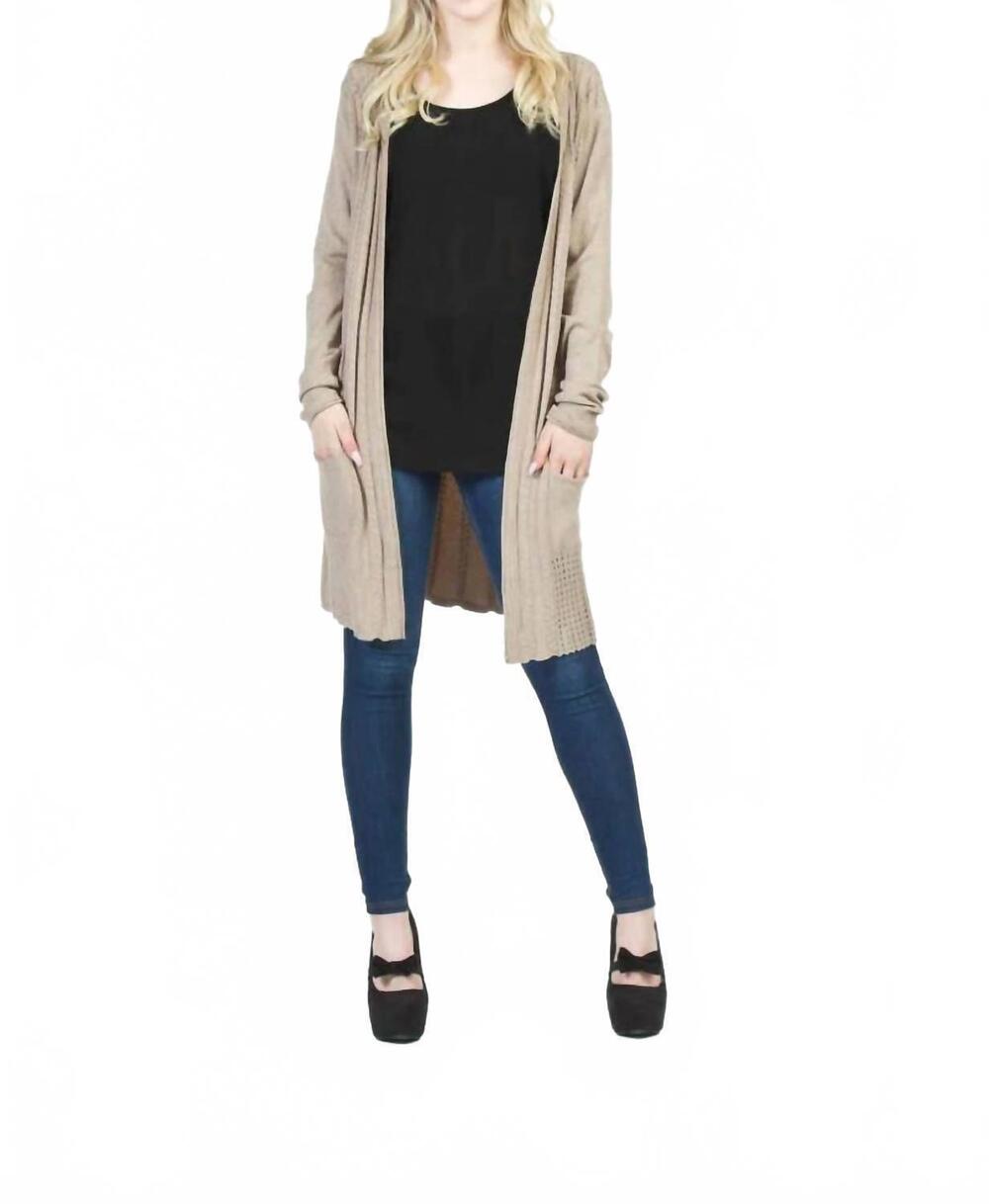 NEW PAPILLON soft textured cardigan with pockets in khaki